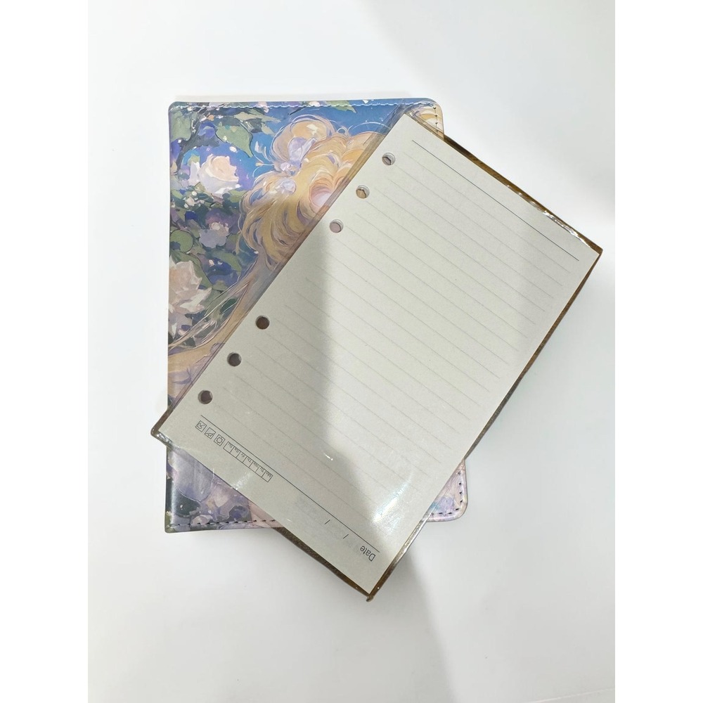 Anime A6 6-Ring Binder Journal Floral Girl Stationery Notebook with Paper - Picture 4 of 4